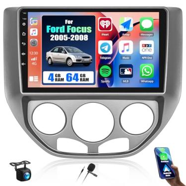 Imagem de [4+64G] Android 15 estéreo para carro para Ford Focus 2005-2008 com carro sem fio e Android Auto, rádio de carro de 23 cm com link espelhado, Bluetooth, FM/RDS WiFi, GPS, EQ, DSP SWC + AHD, câmera de
