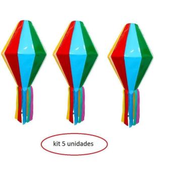 Imagem de Kit 5 Mini Balão Pendurar Enfeitar Festa Junina Arraiá 14Cm