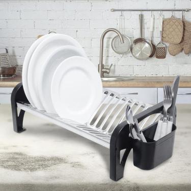 Imagem de Escorredor Inox Super Compacto Preto Domum 16 Pratos