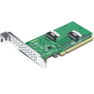 Imagem de Adaptador H!Fiber PCIe X16 para Dual SFF-8654 8i para 4 x U.2 NVMe SSD, PCIe 4.0 X4, 8i SFF-8654