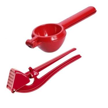 Imagem de 1 Espremedor Limão Em Alumínio Fundido VERMELHO  + Espremedor Alho Em 