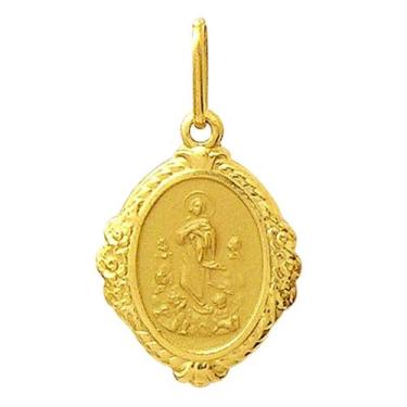 Imagem de Pingente Nossa Senhora Da Conceição Ouro 18K Oval Bordada k110 - Usa J