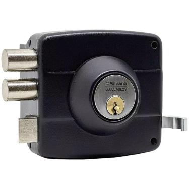 Imagem de Fechadura Para Portão De Sobrepor Preta 50Mm Cilindro Tetra