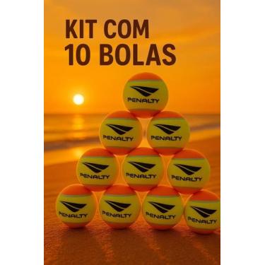 Imagem de Kit com 10 Bolas de Beach Tennis Penalty Tenis Praia Stage 2, Amarelo,
