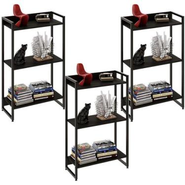 Imagem de Kit 3 Estantes Multiuso Escritório Industrial 3 Prateleiras Areta 104x