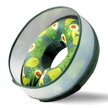 Imagem de Cone inflável para cães, coleira macia após cirurgia para alternativa, com protetor antilambe aprimorado, ajustável, removível, coleira elizabetana (G, abacate)