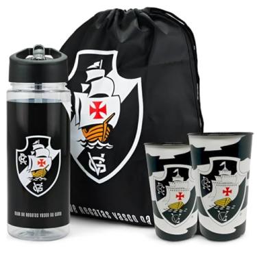 Imagem de Garra Squeeze 450ml Treino Time Vasco Da Gama Mochila Saco Academia Kit Torcedor (Kit Vasco Garrafa Mochila e 2 Copos Plastico)