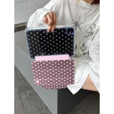 Imagem de GANGANPRO Capa para tablet para iPad Pro 13 (M4) 2024 13 polegadas Capa traseira leve à prova de choque com função de despertar/hibernar automático - pentagrama de groselha