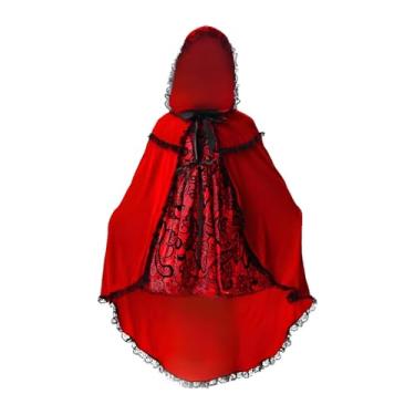 Imagem de simhoa Fantasia de Chapeuzinho Vermelho para meninas, vestido cosplay com capa e capuz para brincadeiras imaginativas, 130cm