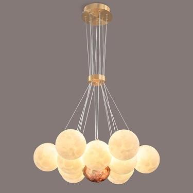 Imagem de Lustre moderno de aglomerado de globo de bolha, lua, planeta, luz pendente de meados do século, esfera branca de leite, luminária suspensa de teto para crianças, quarto, sala de estar, cozin