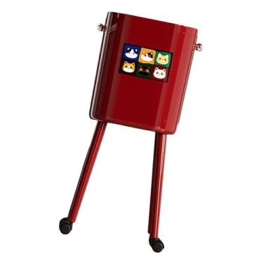 Imagem de Fxzqgnh Lixeira Tipo Prensa com Rodas, Lixeira de Cozinha, Cesto de Lixo Criativo, Vermelho, Tamanho real