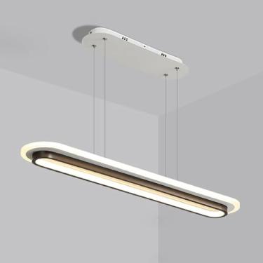 Imagem de Luminária pendente oval para mesa de jantar, luminária de escritório, luminária pendente LED 6000K, luz de teto branca quente, lustre moderno de tira longa, luminárias de lustre