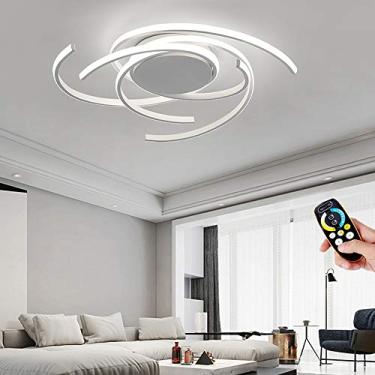 Imagem de Luminária de teto LED criativa de 54 W com anel regulável e controle remoto, lustre de teto para quarto moderno, sala de estar, sala de jantar, sala de estudo, luminária de parede, iluminaçã