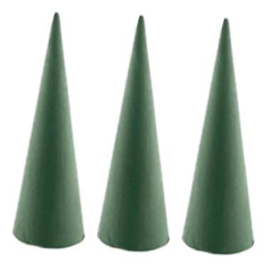 Imagem de Fancyes Arranjo de flores em cone de árvore de floral, artesanato portátil, peça central de mesa versátil, decoração de festa de Natal, artes faça você, 3 Pecas