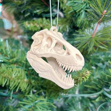 Imagem de T-Rex Caveira Esqueleto de Natal Ornamento de Dinossauro Pré-histórico Decoração de Natal
