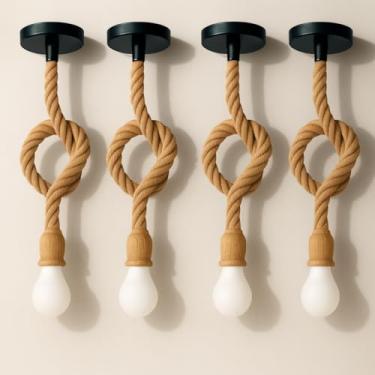 Imagem de Kit Pendente Corda Retro com Estilo Vintage Rústico 1 Metro E27 com Lâmpada Bulbo Led 9w 3000k (4)