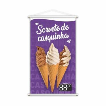 Imagem de Banner Sorvete De Casquinha Sorveteria Gelado Preço 60X40Cm - Plimshop