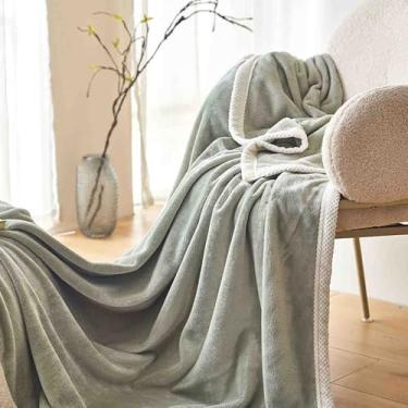 Imagem de JUSHZ Cobertor de lã com peso para cama adulto longo casal solteiro para sofá verão primavera outono inverno para viagens uso no escritório e como xaile (verde, 200 x 230 cm)