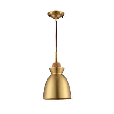 Imagem de YQSLQZZ Lustre de latão americano, luminária pendente acima da mesa de jantar, luzes de teto vintage para casa de fazenda, para sala de jantar, cozinha, ilha, pia, corredor