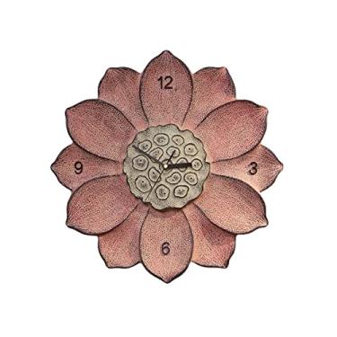 Imagem de Relógio de parede criativo de lótus relógio de parede sala de estar sala de jantar decoração de quarto relógio silencioso relógio de decoração de parede interior (cor: 1) (1)