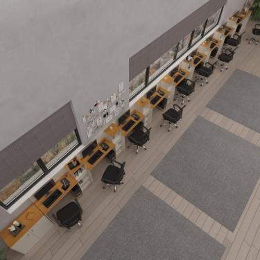 Imagem de Conjunto De Escritório Tech 8 Livreiro 2 Buffet E 9 Mesas 90 - Off White E Cedro Off White E Cedro