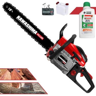 Imagem de Motor Serra À Gasolina Kawashima KCS500P 49,3cc Alta Potência e Rotação Com Sabre 18’’ Carcaça de Magnésio e Sistema Antivibração + ÓLEO STIHL 2T