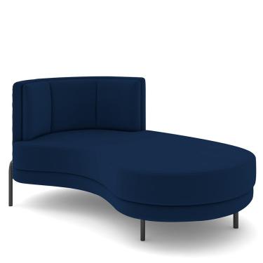 Imagem de Sofá Chaise Longue Sala de Estar Living Lucca Direito D02 Veludo Azul Marinho C-304 - Lyam Decor