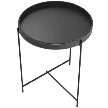 Imagem de Mesa De Canto Lateral Decorativa Industrial Sala de Estar 56 cm Sintético Preto P06 Daisy - Lyam