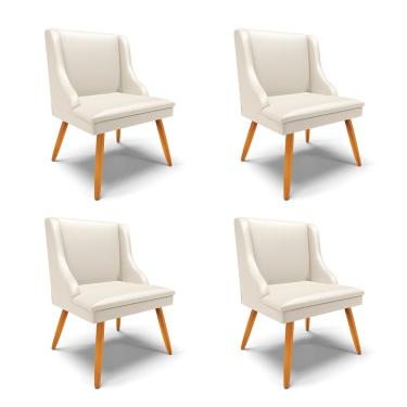 Imagem de Kit 04 Cadeiras de Jantar Liz Corino Bege Pés Palito Castanho D03 - D'Rossi