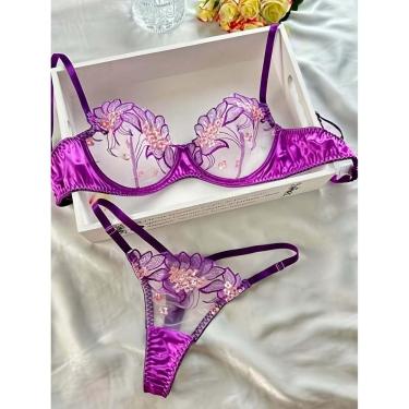 Imagem de Conjunto de Lingerie Floral Transparente Sexy ElaShopp