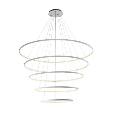 Imagem de Pendente Branco Com 5 Aneis 157W 3000K Ref.: Sl-0515/H5 Wh