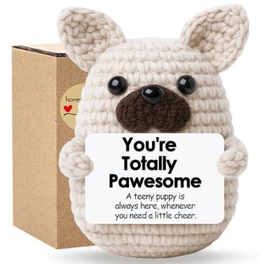 Imagem de Vatogon Positive Crochet Dog Gifts,Graduation Teacher Birthday Gifts for Women Men Friends Coworkers,Emotional Inspirational Support Presents for Pet Lover Dog Mom Dad,Mini Frenchie Decor