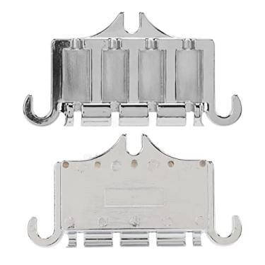 Imagem de RiToEasysports Ponte de Baixo Elétrico Durável, Peças de Reposição de Guitarra de Metal de 4 Cordas Com Parafusos para Configuração de Tom Aprimorada (Prata)
