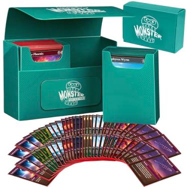 Imagem de Monster Protectors Green Double Deck Storage Box for Collectible Trading Cards - Dual Compartments Hold up to 150 Cards -for Standard and Smaller Size TCGs Compatible with Yugioh, MTG, Pokémon & More