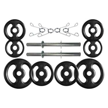 Imagem de Kit com Barras de Halteres e Anilhas de Ferro Fundido - 22 Kg-Unissex