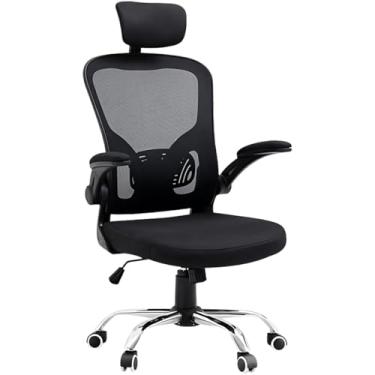 Imagem de Cadeira de escritorio. Ergonomica com apoio lombar e cervical. Pés metálicos prata. Altura Ajustável. 5 rodinhas