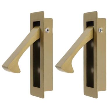 Imagem de Geesatis Puxadores de gaveta de cozinha de aço inoxidável dourado, puxador de porta de bolso, puxador geral de gaveta de 8 cm, pacote com 2