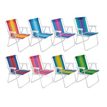 Imagem de Cadeira De Praia Alta Alumínio Super Resistente Praia Verão Piscina Dobrável (Sortidas)