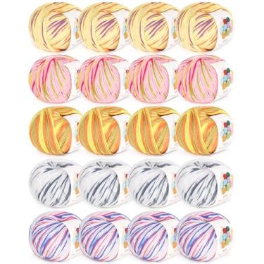 Imagem de Katech 20 novelos de fio de algodão para crochê - 55% algodão 45% acrílico - 4 médios (penteado) - fio de algodão de leite super macio - ótimo kit inicial de crochê e tricô para artesanato colorido