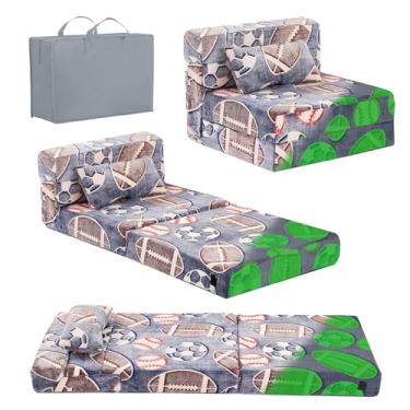Imagem de Tiita Sofá-cama dobrável, colchão de chão para crianças, colchão dobrável triplamente brilhante, sofá dobrável, futon, cadeira dobrável, para crianças, sofá dobrável para sala de jogos, bola