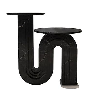 Imagem de Mesa lateral de chá, centro de café, detalhe de extremidade pequena, sala de estar, quarto, varanda, escritório, decoração de casa moderna, mesa de chão de montagem fácil (preto)