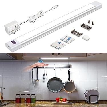 Imagem de Iluminação sob o balcão, WOBANE Under Desk Light Bar, Hand Wave Activated, 30,48 cm Dimmable Panel, Super Bright Aluminum Strip Light para cozinha, prateleira, armário, bancada, armário, 6000K Branco