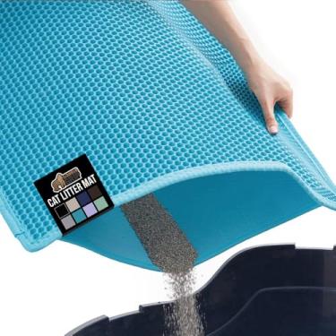 Imagem de Gorilla Grip Tapete de areia para gatos em favo de mel 88 x 61 cm, tapetes de lixo com duas camadas, macio nas patas, suprimentos e itens essenciais para caixa interna, armadilha de alimentação,