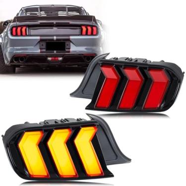 Imagem de Novo acessório compatível com Ford Mustang S550 2015-2023 Luzes traseiras LED completas com conjunto de lâmpadas traseiras de animação dinâmica sequencial de seta (vermelho)