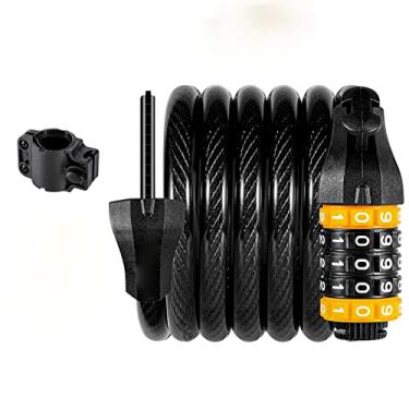 Imagem de SPYMINNPOO Fechadura de Combinação de Bicicleta, Cabo de Aço Resistente e Cilindro de Bloqueio de Liga de Zinco, Fechadura Segura Sem Chave para Mountain Bike e Scooter (1,5 m / 4,9 pés 5 dígitos)