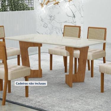 Imagem de Mesa de Jantar 6 Lugares Retangular 180cm Tampo Vidro/MDF de 2,5cm Liz
