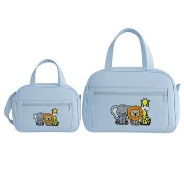 Imagem de Kit Bolsa e Frasqueira Bebê Saida Maternidade Bordada Menino e Menina 