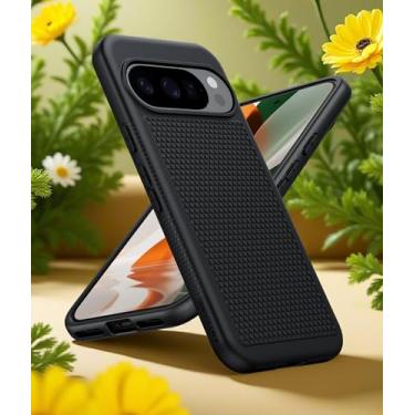 Imagem de Capa para Google Pixel 10 Pro XL/Pixel 9 Pro XL, leve, com textura antiderrapante, capa de celular militar – Capa protetora protetora fina e resistente à prova de choque (preto)