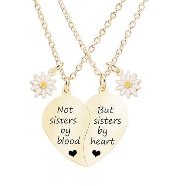 Imagem de Colar para 2 - Colar de coração combinando com pingente de melhores amigos, conjunto de 2 presentes de aniversário, One Size, Aço inoxidável, Sem Pedra Preciosa