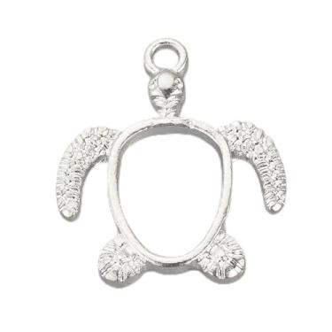 Imagem de 20 peças de pingentes de moldura aberta de liga de tartaruga, pingente de flor prensada em metal de tartaruga marinha em branco moldura oca para artesanato de resina UV DIY chaveiro fabricação de